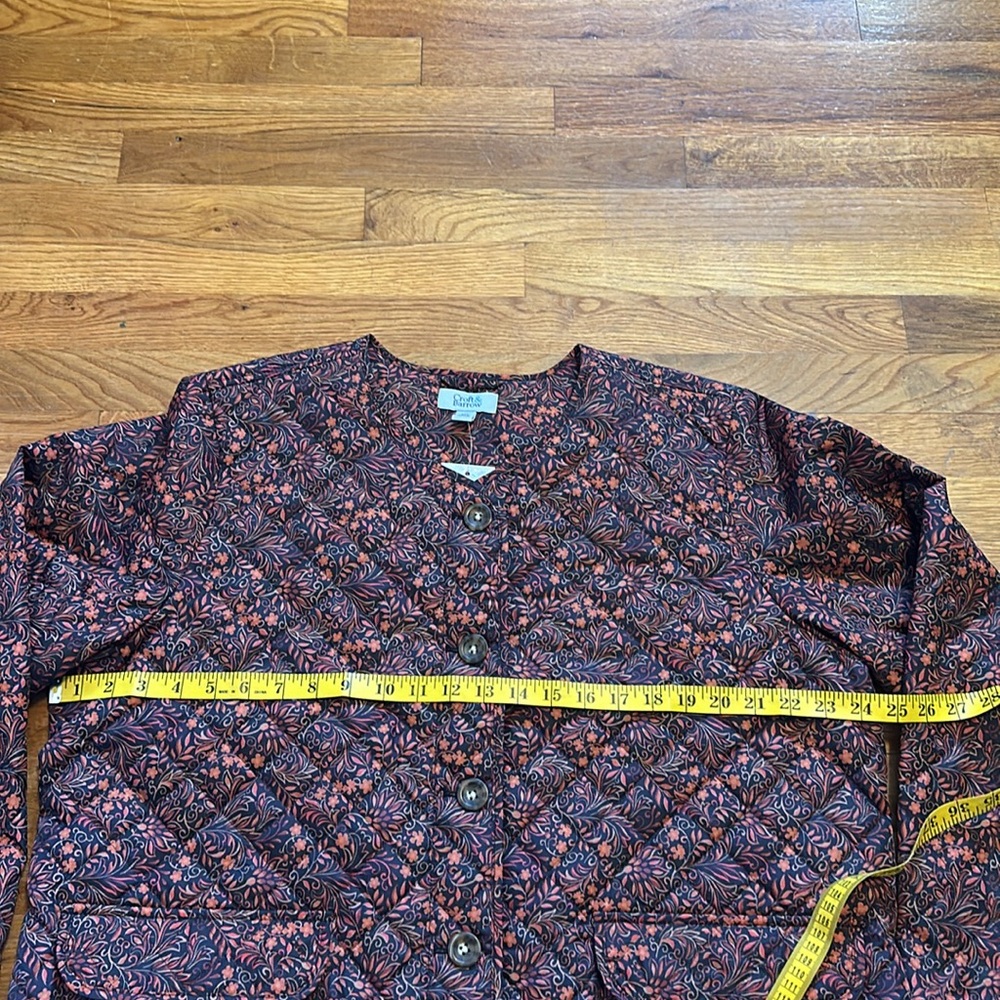 Croft & Barrow Women’s XXL Brown Orange Button down Quilted Floral Jacket - Picture 5 of 11